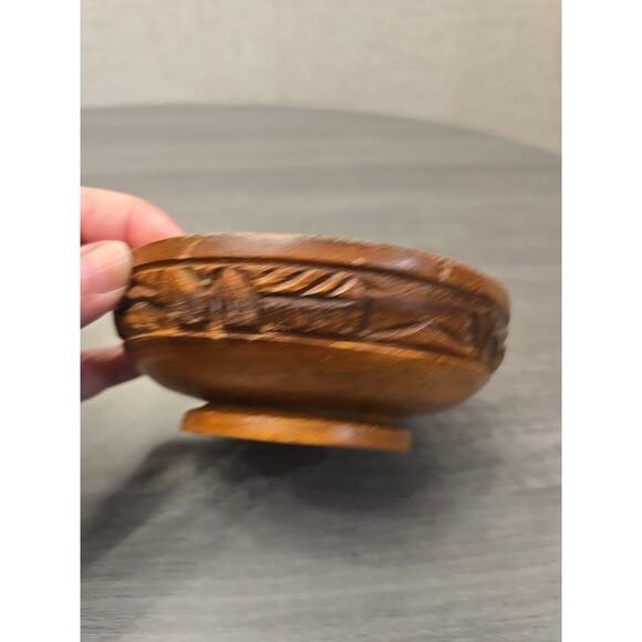 6" Hand-Carved Wood Bowl Salad Decor Handmade Rustic Artisan Tableware 092430 - Picture 3 of 9